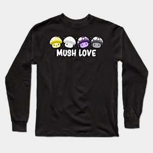 Non Binary Pride Flag Cute Mushroom Lgbtq Fungi Long Sleeve T-Shirt